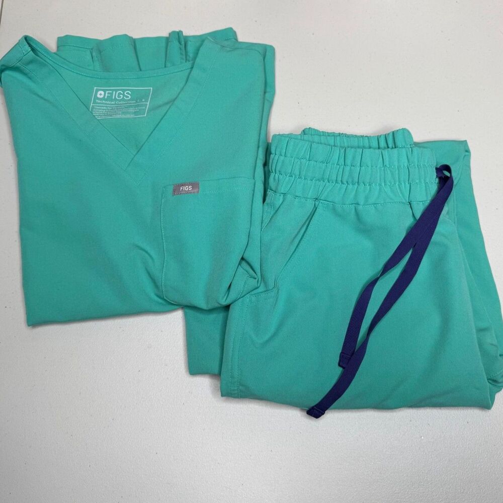 FIGS Technical Collection Green Scrub Set TOP Size S & Pants Size S/P 002